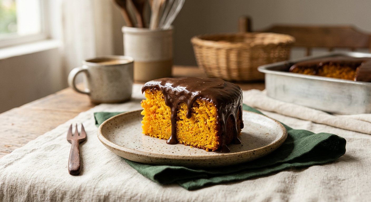 Bolo de Cenoura (Carrot Cake) — Blender Carrot Cake under Chocolate Ganache, Brazil's Default Cake