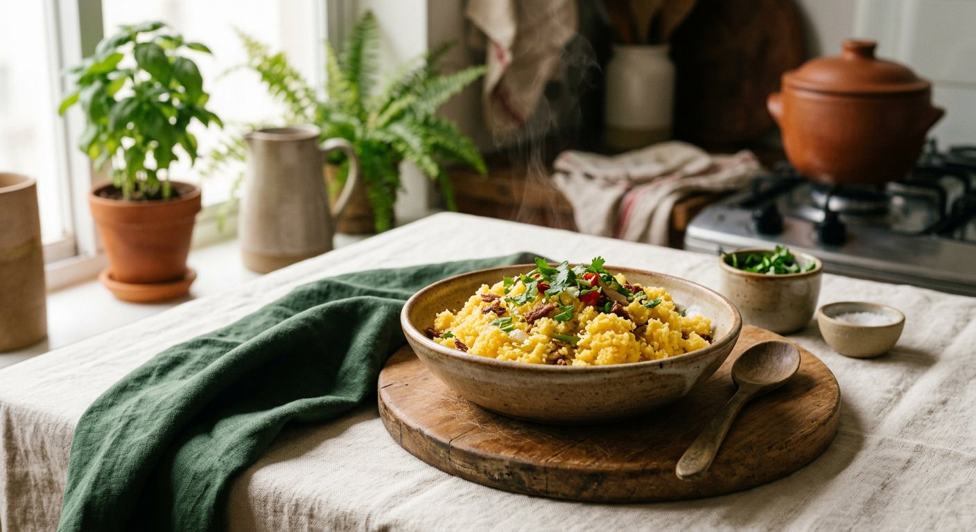 Cuscuz Nordestino (Steamed Corn Couscous) — Brazilian home cooking
