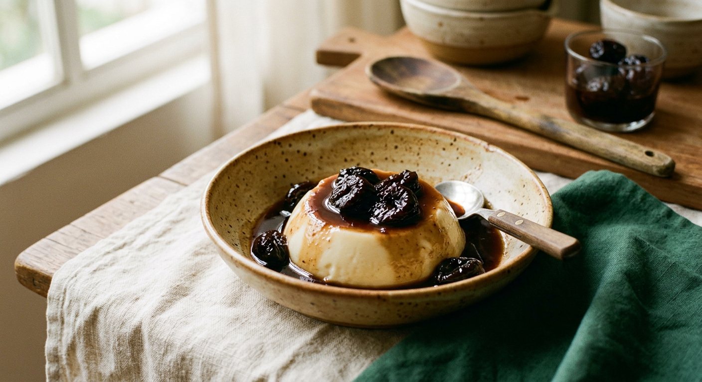 Manjar Branco (Coconut Flan) — Silky Coconut Milk Pudding under Prune Syrup